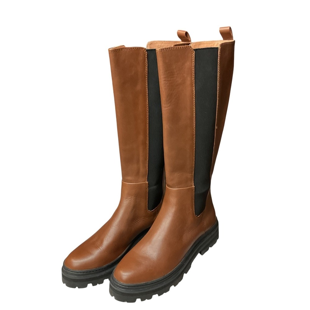 Madewell Women's Lug Sole Chunky Pull On Riding Style Knee High Tall‎ Boots Sz 8